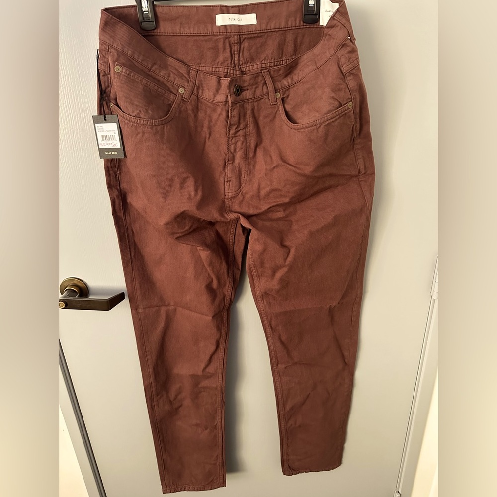 Billy Reid Bedford 5 Pocket Pant Maroon size 36 - Brand New